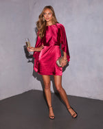 Mulled Moonlight Satin Cape Mini Dress
