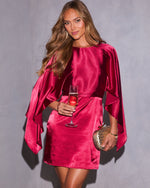 Mulled Moonlight Satin Cape Mini Dress