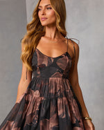 Ember Whisper Printed Fit And Flare Maxi Dress