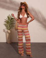Paradise Ease Chevron Print Flare Leg Pants