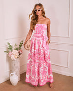 Romantic Posy Paisley Waist Tie Strapless Jumpsuit
