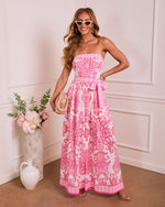 Romantic Posy Paisley Waist Tie Strapless Jumpsuit