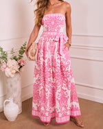 Romantic Posy Paisley Waist Tie Strapless Jumpsuit