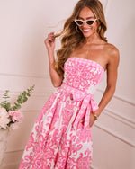 Romantic Posy Paisley Waist Tie Strapless Jumpsuit