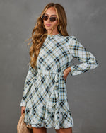 Afternoon Calling Plaid Waist Tie Mini Dress