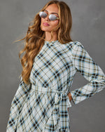 Afternoon Calling Plaid Waist Tie Mini Dress