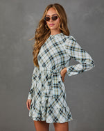 Afternoon Calling Plaid Waist Tie Mini Dress
