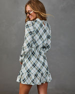 Afternoon Calling Plaid Waist Tie Mini Dress