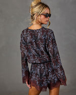 Private Whisper Paisley Print Lace Trim Romper