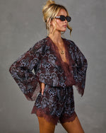 Private Whisper Paisley Print Lace Trim Romper