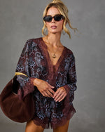 Private Whisper Paisley Print Lace Trim Romper