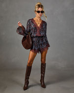 Private Whisper Paisley Print Lace Trim Romper