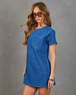 Sweet Structure Denim Mini T Shirt Dress
