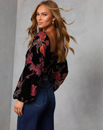 Silent Bloom Printed Velvet Bodysuit