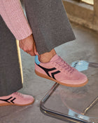 Pink % Lorilai Faux Suede Lace Up Sneakers-1
