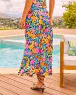 Floral Bliss Satin Tropical Maxi Skirt