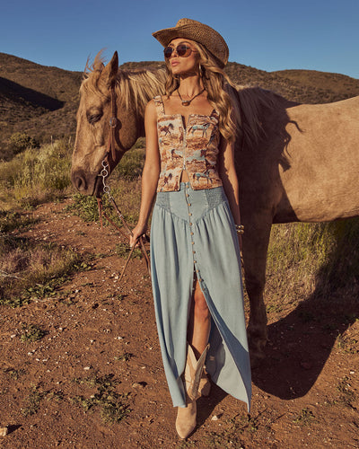Briena Chambray Maxi Skirt – VICI