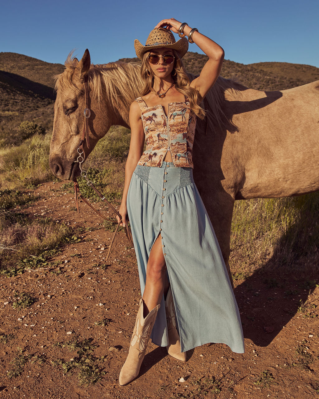 Briena Chambray Maxi Skirt – VICI