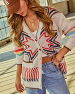 Layered Ease Abstract Knit Cardigan