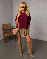 Wine % Bilos Relaxed Ribbed Knit Sweater-2