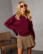 Wine % Bilos Relaxed Ribbed Knit Sweater-6