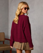 Wine % Bilos Relaxed Ribbed Knit Sweater-4