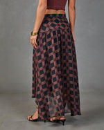 Prep Season Plaid Chiffon High Low Midi Skirt