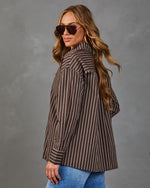 Weekend Morning Striped Button Down Top