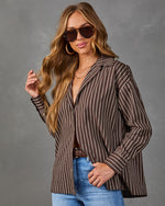 Weekend Morning Striped Button Down Top