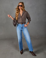 Weekend Morning Striped Button Down Top