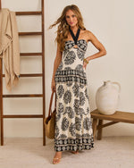 Coastal Feels Abstract Halter Neck Maxi Dress