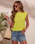 Lime % Soft Gatherings Ribbed Knit Sleeveless Sweater-5