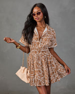 Autumn Picnic Cotton Abstract Print Mini Shirt Dress