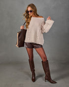 Toasted Whisper Cable Knit Sweater