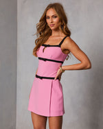 Effortless Poise Contrast Bow Mini Dress