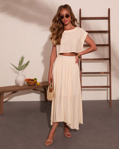 Morning Breeze Striped Short Sleeve Crop