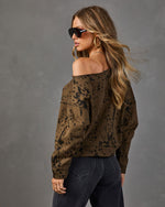 Nylah Abstract Off the Shoulder Sweatshirt