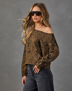 Nylah Abstract Off the Shoulder Sweatshirt