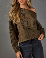 Nylah Abstract Off the Shoulder Sweatshirt