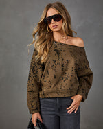 Nylah Abstract Off the Shoulder Sweatshirt