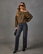 Nylah Abstract Off the Shoulder Sweatshirt