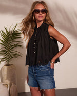Sweet Victory Mock Neck Cotton Eyelet Top