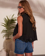 Sweet Victory Mock Neck Cotton Eyelet Top