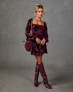 Velora Burnout Velvet Mini Dress