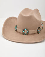 Salt Coast Faux Suede Turquoise Medallion Band Western Hat
