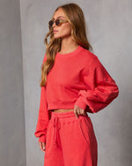 Grapefruit % Off Hours Fleece Baggy Sweatshirt-5