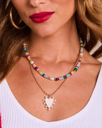 Light As Love Layered Beaded Heart Charm Necklace