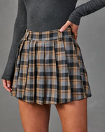 Crisp Charm Pleated Plaid Mini Skort