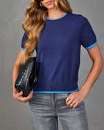 Gloria Knit Contrast Trim Sweater