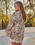 Tropic Halo Abstract Paisley Print Button Up Top